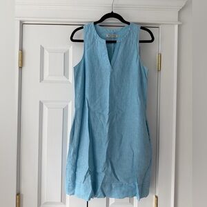 Tommy Bahama Aqua Sleeveless Linen Tunic Dress